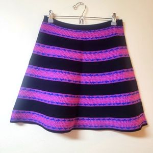 miami Black Skater Skirt with Pink & Purple Stripes